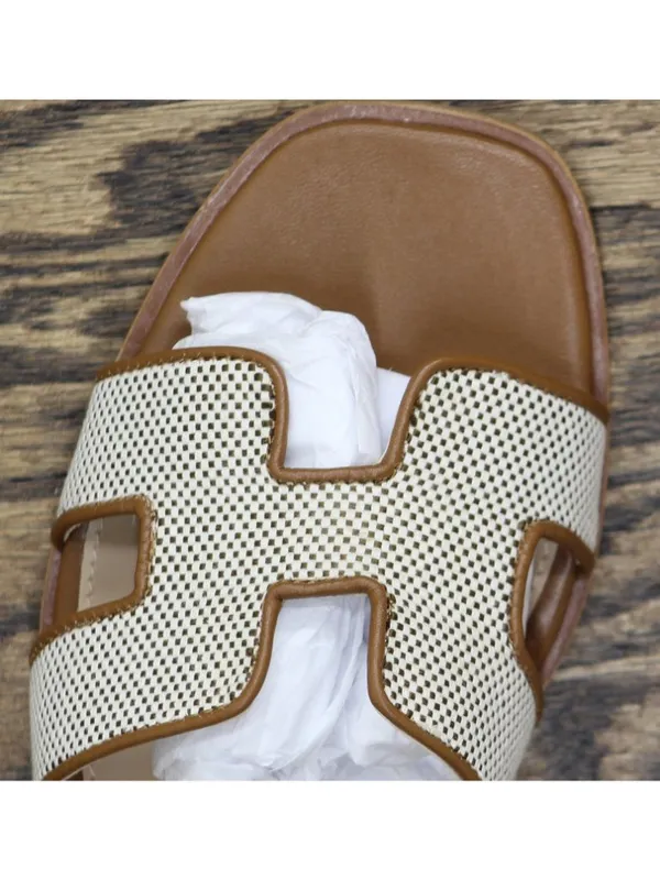 NWT Steve Madden Hadyn H-Band Sandals Slip On Natural / Cognac Check Brown 9M - Image 11