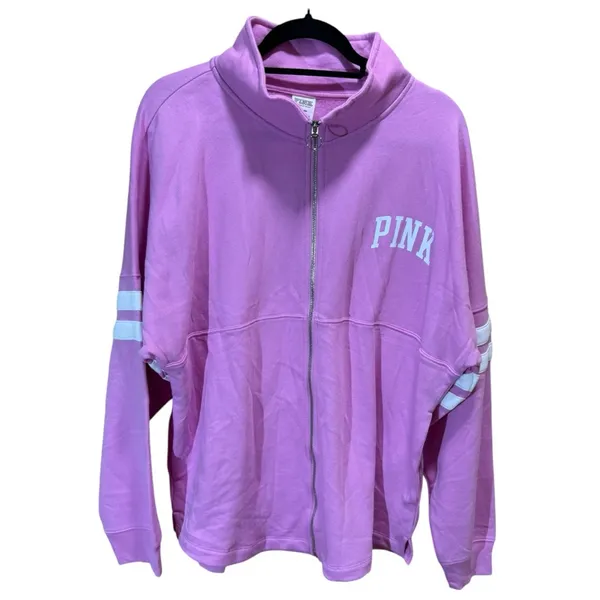 Victoria’s Secret PINK Oversized Full Zip Hoodie – Pink Bloom – Medium – NWOT - Image 3