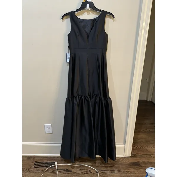 Adrianna Papell Women's Mikado Flounce Gown Black Size 4 Drop‎ Waist - Image 4