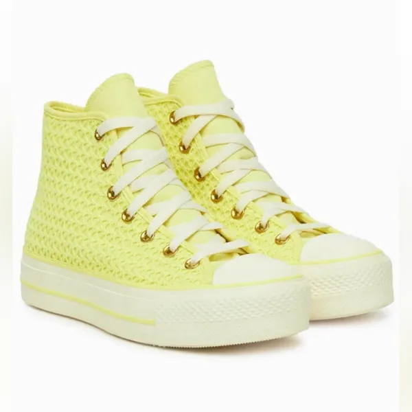 Converse nwt size 7.5 Chuck Taylor All Star Lift Platform Knit High Lemon Slushy - Image 2