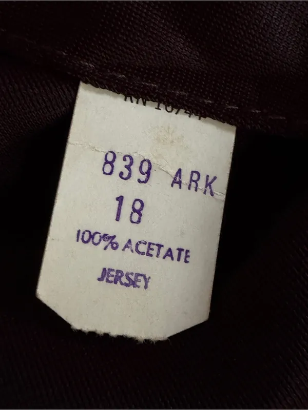 Union MadeBlack Vintage Acetate Dress with Flower Buttons Size 18 - small holes - Image 3