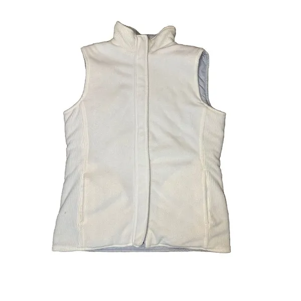 Izod Puffer Vest Reversible Zip Up‎ Fleece Lightweight Grayish White Vest Sz S - Image 6