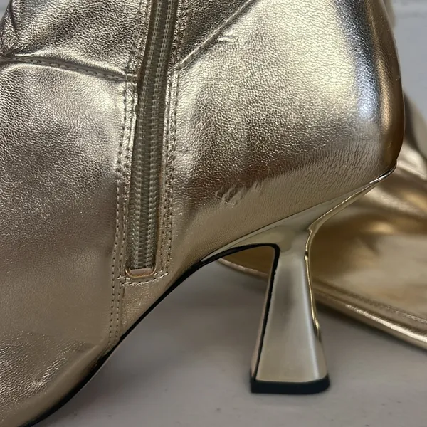 Franco Sarto sz8 Alta vintage nostalgic gold heeled boots calf sexy pointed toe - Image 5
