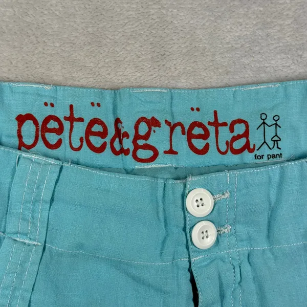 Pete & Greta by Johnny Was Turquoise Linen Cargo Utility Shorts Womens 6 Y2K - Image 2