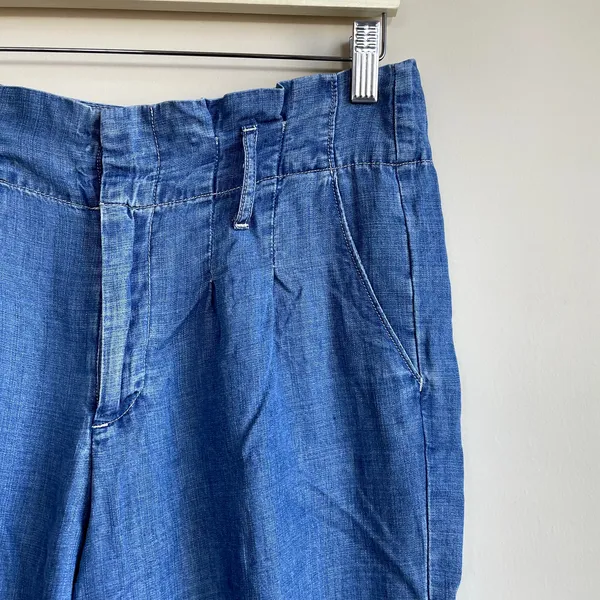 Indigo Rein paperbag style jean‎ trousers women's size M tencel pockets pull on - Image 2