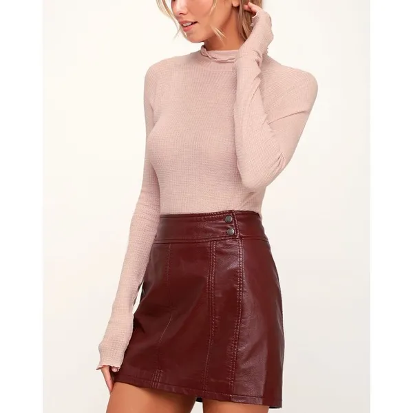 Free People ✨ PINK BALLET TURTLENECK LONG SLEEVE MAKE IT EASY THERMAL TEE SZ L TOP✨ - Image 3