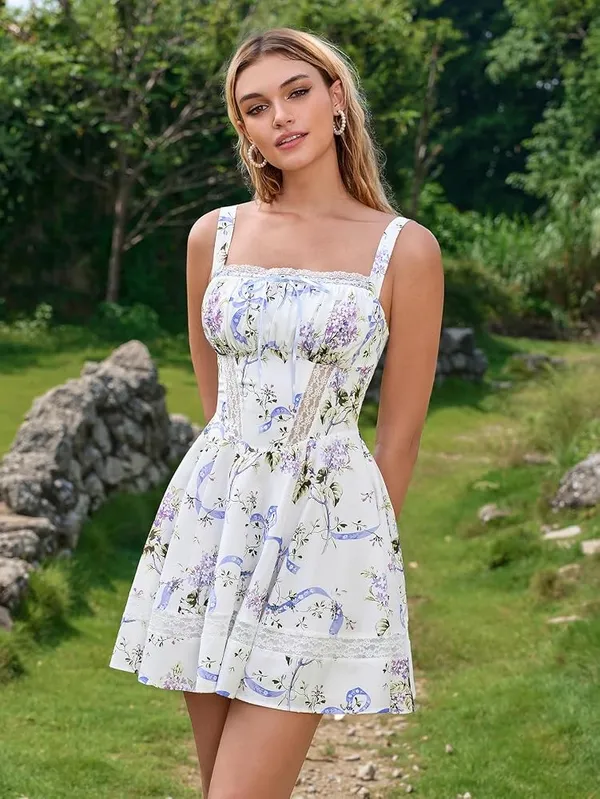 Lilacfloral Mini Dress - Image 6