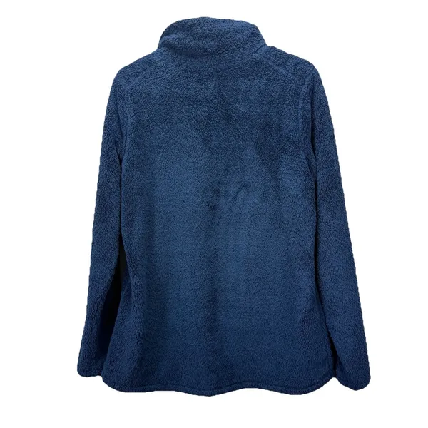 LL Bean Blue 1/4 Zip Sherpa Fleece Pullover Pockets Fuzzy Size‎ MEDIUM - Image 5