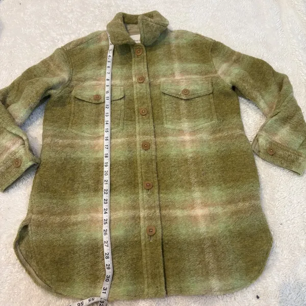 Aritzia Wilfred Ganna Plaid Jacket Wool Blend Green M Preppy College Chic Glam - Image 4