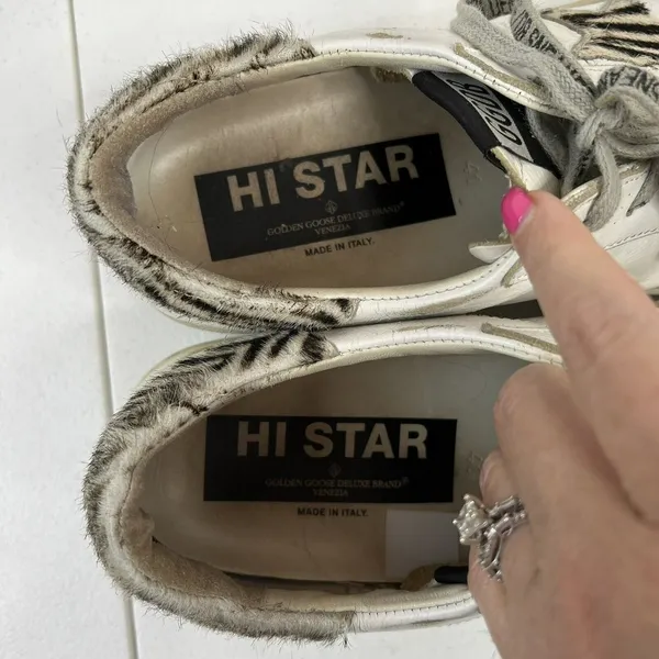 Golden Goose Size 41 Superstar Hi-Star Sneakers White Leather Zebra LTD 189/255 - Image 8