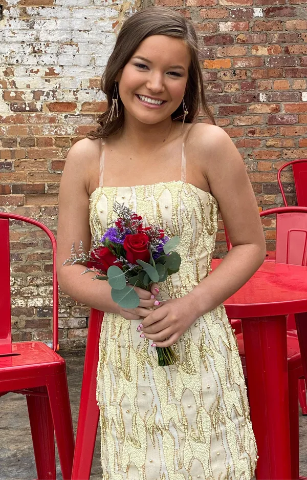 Gold Sherri Hill Cocktail Dress - Image 3