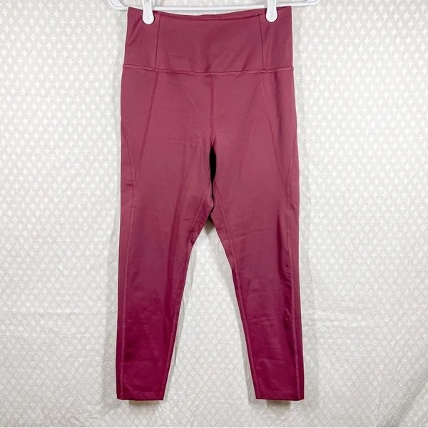 Girlfriend Collective‎ Women Leggings Sz M Maroon High Rise Activewear Workout - Image 2