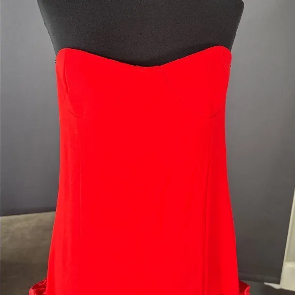 Women’s Red Bodycon Flower Dress Corset Style Back Size L NWOT - Image 2