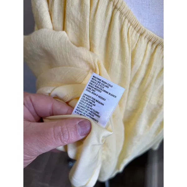 Francesca's Mi Ami Yellow Ruffle Dress Cottagecore Romantic Summer‎ Size L - Image 7