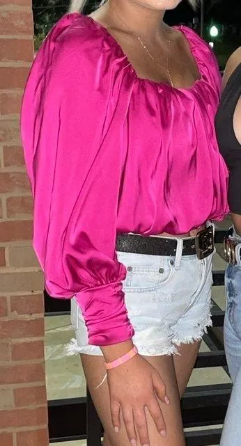 DO+BE Fuchsia Satin Top - Image 3