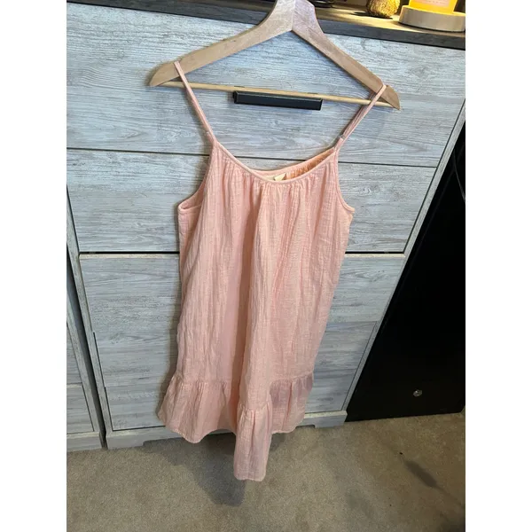 Universal Thread Peach Pink Gauze Tiered Ruffle Mini Dress Large - Image 3