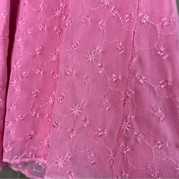 Torrid Size 4(4X)(26) Pink Long Sleeve Top Embroidered Stretch Mesh Tie Front - Image 8