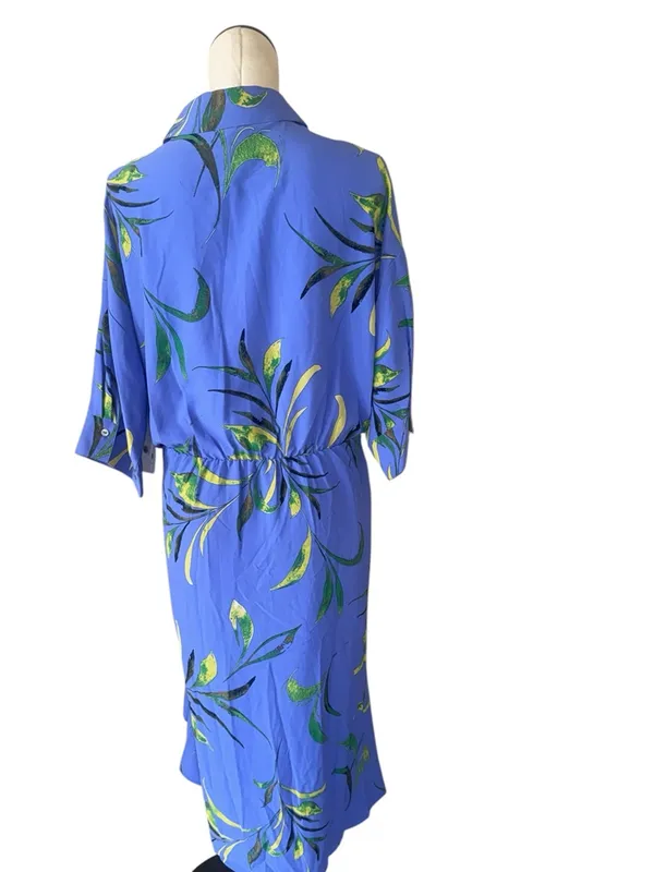 NWT DO by Dee Ocleppo baja tossed leaves Floral Midi draped Bobbi shirt dress L - Image 8