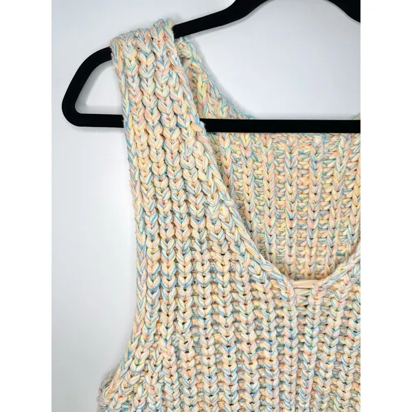 Free People‎ Hoopla Boxy Tank XS Pastel Multicolor Chunky Knit Boho Oversized - Image 7