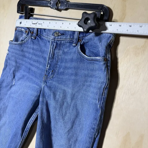 Abercrombie & Fitch 90s Straight Jeans Womens 28 6R Low Rise Distressed Blue - Image 6