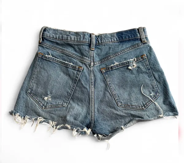 Abercrombie & Fitch The Mom Denim Shorts High Rise Distressed Blue 26 2 Beach - Image 6
