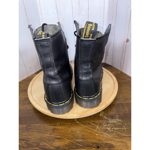 Dr. Martens Boots Womens 7‎ Black 1460 W Smooth 8 Eye Lace-Up Yellow Stitch Gum - Image 3