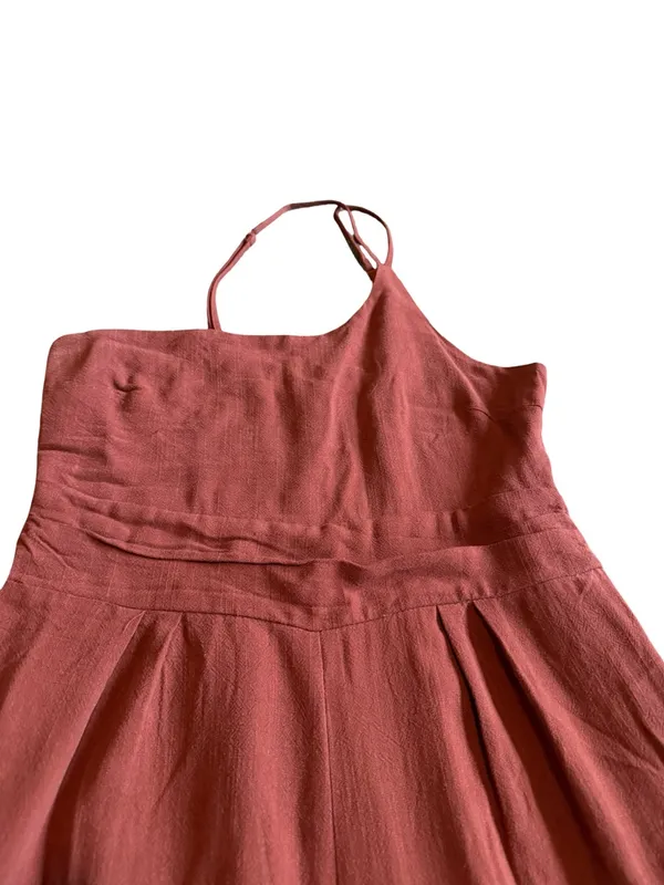 Aarabess Cropped Length Terracotta Jumpsuit Wide Leg One Shoulder Size Medium - Image 2