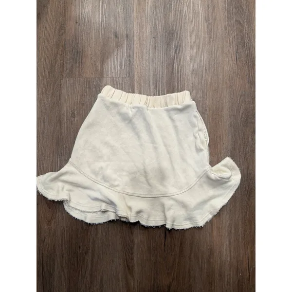 FP Beach Free People Skirt XS Ruffle Hem‎ Textured Knit Mini Cream - Image 2