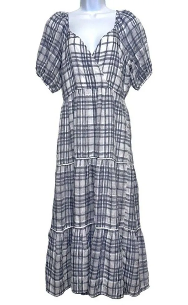 Madewell Puff-Sleeve Faux-Wrap Tiered Maxi Dress size‎ 6 - Image 2