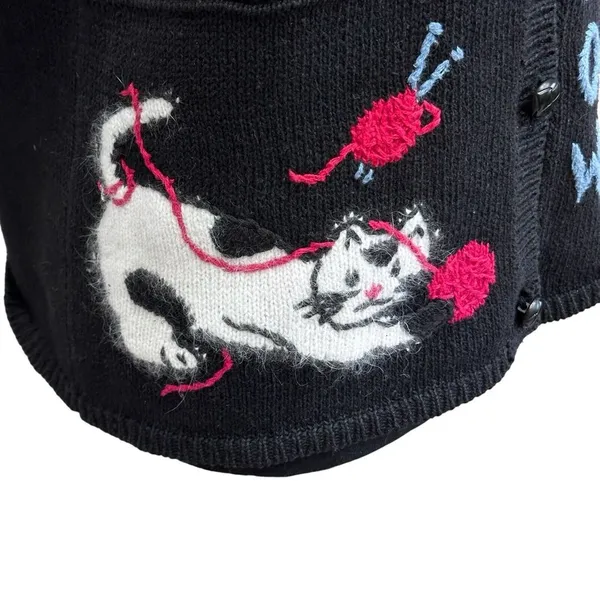 Vintage Cat Sweater Vest Capacity Women's Size Petite Medium ( MP‎ ) - Image 4