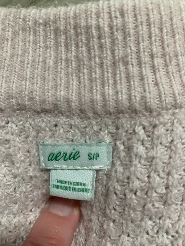 Aerie waffle knit oversized sweater pink Small - Image 3