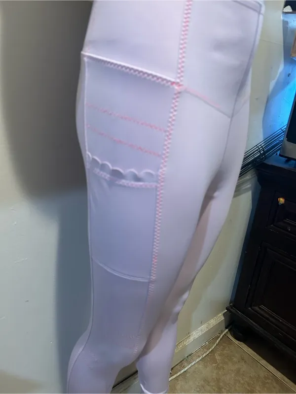 FP Movement by Free People Lavender Leggings with Pink Stitching - Image 3