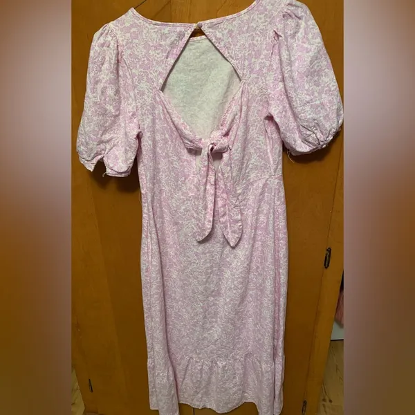 Who What Wear Women's Dress Tie Back NWT Purple Floral Print Linen Sz S - Image 4