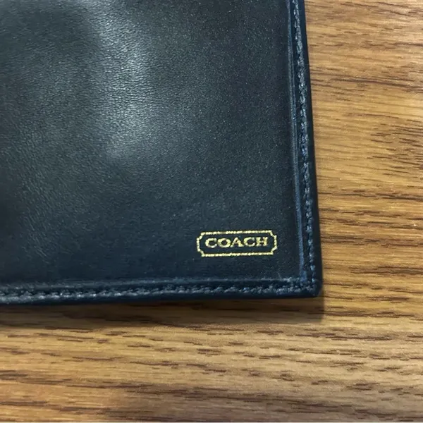 Coach Black Monogram Logo Canvas Leather Check Book Slim Wallet - Image 3