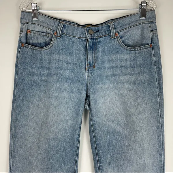 7 For All Mankind Dojo Wide Leg Flare Jeans Light Wash Denim - Image 3