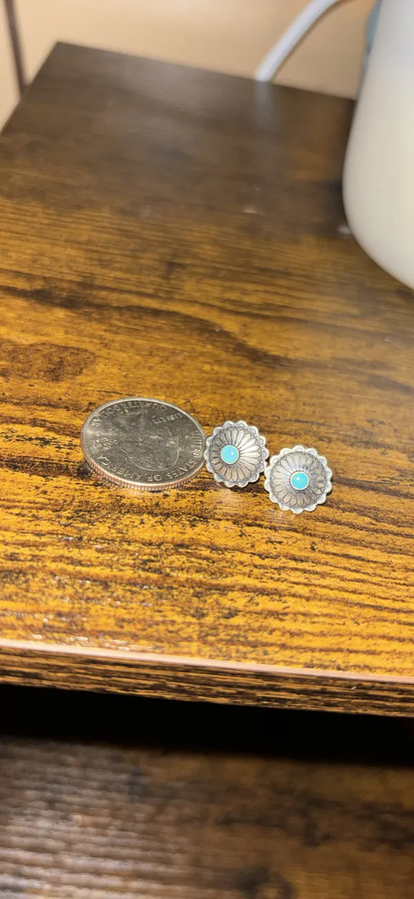 Authentic turquoise studs Blue - Image 2