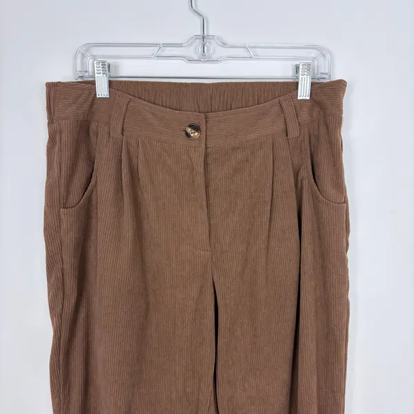 Halara High Rise Corduroy Pleated Straight Pants Soft Casual Brown Large Tall - Image 3