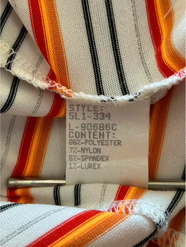 Tail Tech Striped Quarter Zip Golf Shirt Orange, Black & White Size S Athleisure - Image 6