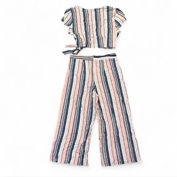 BeBop Pink and Blue Striped Linen Two Piece Set - Image 10