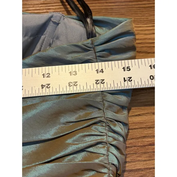 Dalia MacPhee Metallic Irridescent Ruched Strapless Dress 6 Sculpted‎ Ruffle Hem - Image 13