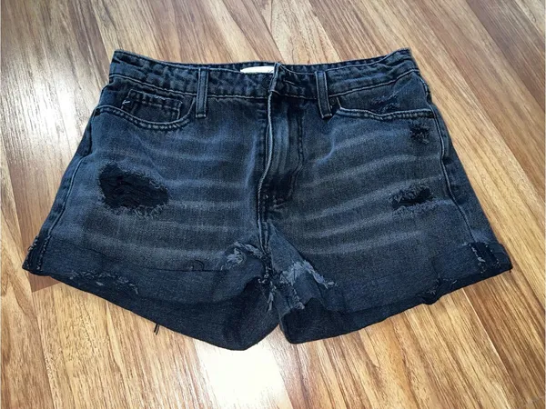 KanCan Black Distressed High-Rise Denim Shorts - Image 2