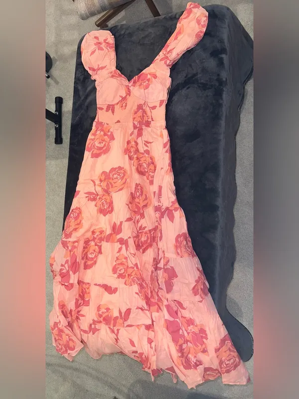 Free People Short Sleeve Sundrenched Maxi Dress In Pinky Combo Size XS - Image 6