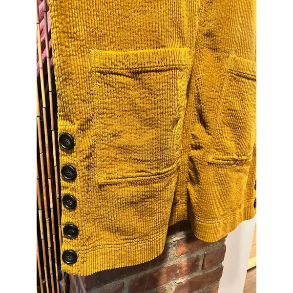 Madewell Retro Mustard Gold Corduroy Shift Dress V-Neck Pockets Boho Academia L - Image 4