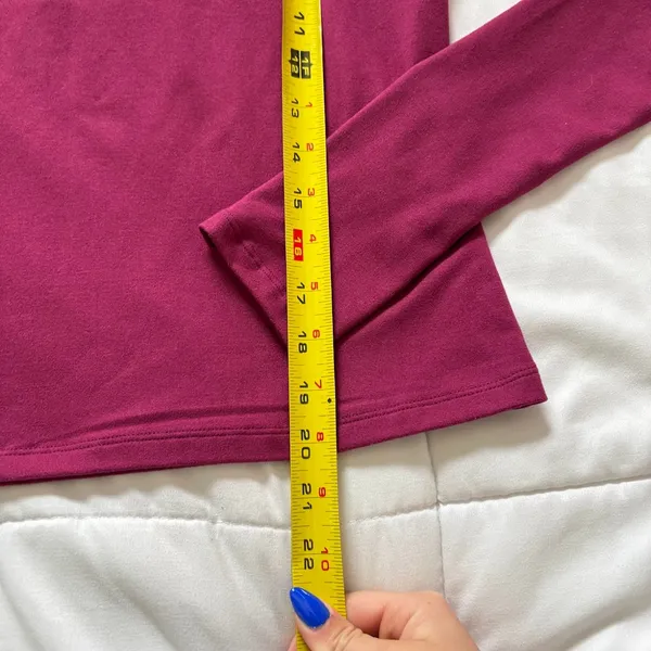 Zobha Womens Long Sleeve Activewear Top Magenta Open Back Thumbholes Medium - Image 3