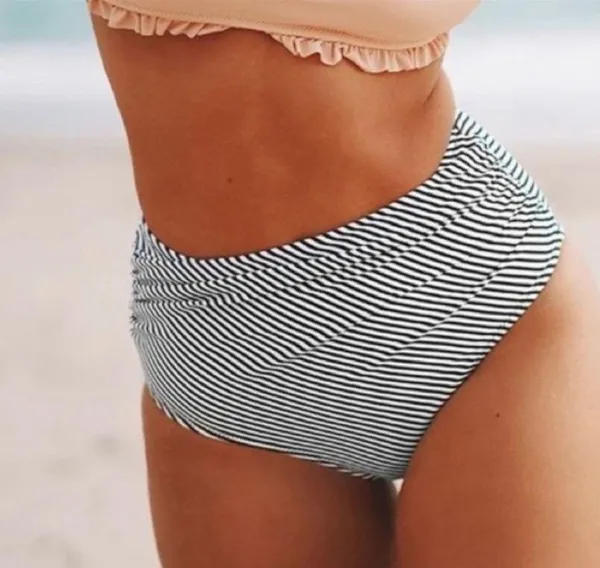 Cupshe High Rise Bikini Striped Swim Bottoms Large - Image 2