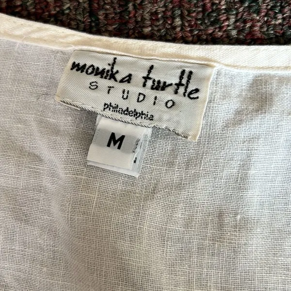 Monika turtle vintage linen blouse M‎ Size M - Image 5