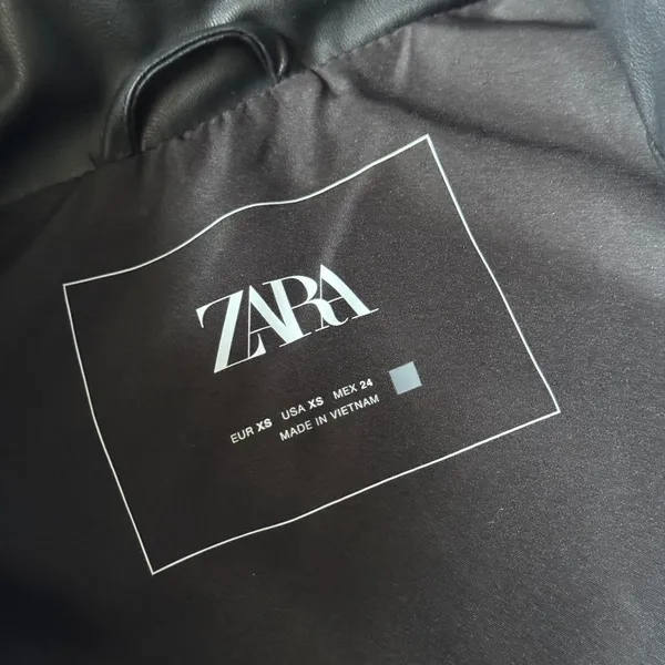 Zara faux leather black high neck puffer zip up vest XS - Image 5