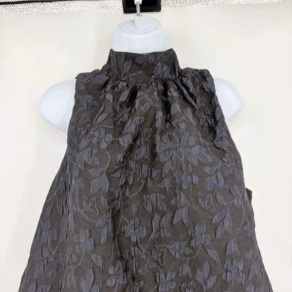 Scoop Black Jacquard Metallic Dress Sz M Bow Back Whimsigoth Dark Coquette Party - Image 3