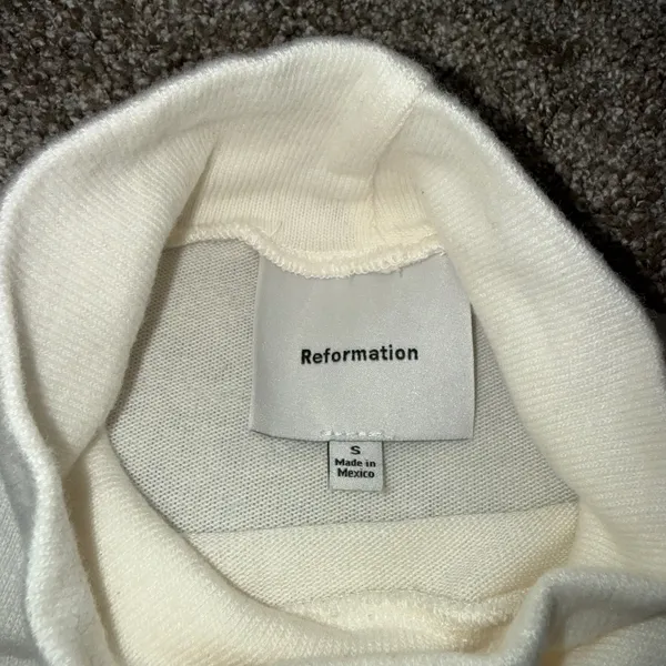 Reformation Turtleneck Women S White Excellent Balloon‎ Sleeve Tencel Top - Image 2