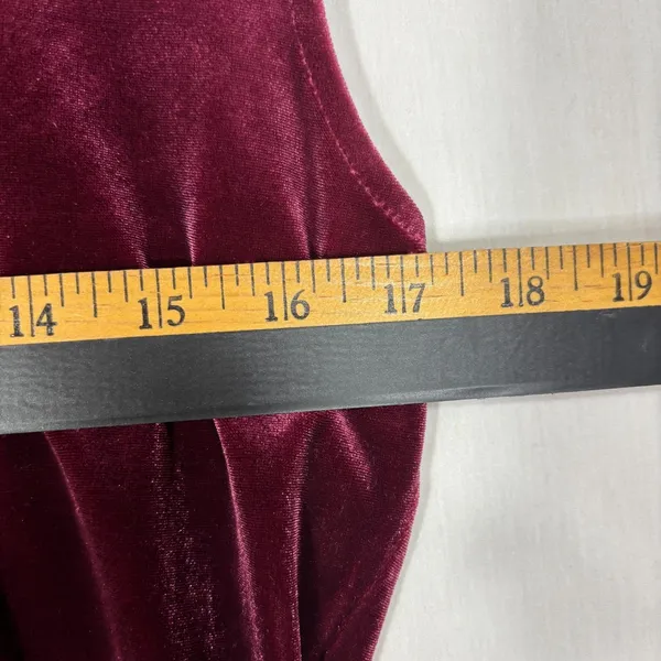 Limited Velvet Mock Neck Sleeveless Top‎ L Burgundy Y2K Whimsigoth Chic Evening - Image 3